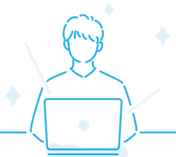 ノートパソコンを使う人物のイラスト