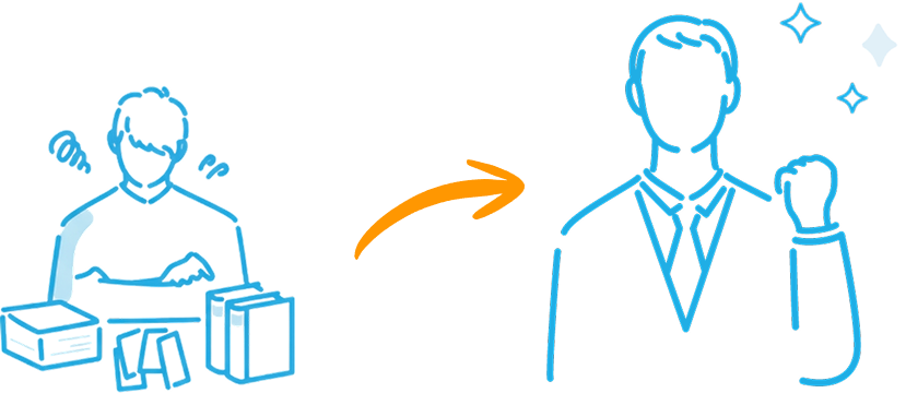 ガッツポーズのビジネスパーソン