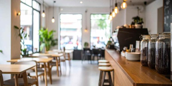 飲食店の開業について解説する記事のメイン画像。自然光が差し込むおしゃれな飲食店の店内