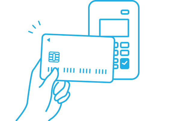 カードリーダーにカードをタッチするイラスト